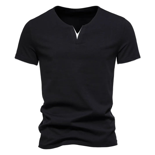 Camiseta Gola V Henley Slim Masculina
