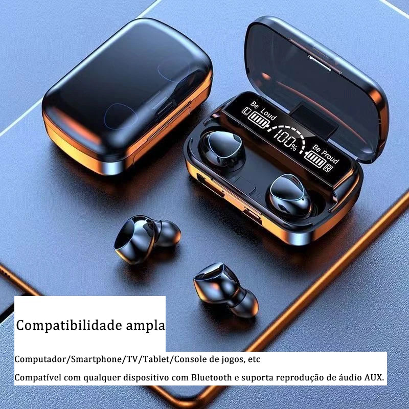 Fone De Ouvido Bluetooth 5.1 Com Display Led Tws Touch Redução De Ruído À Prova D'água Sem Fio