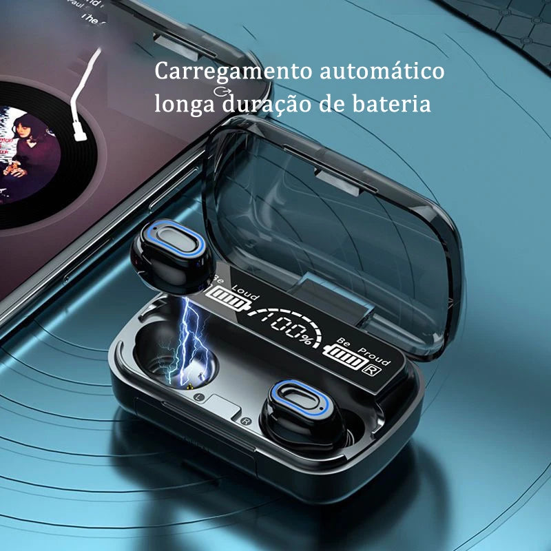Fone De Ouvido Bluetooth 5.1 Com Display Led Tws Touch Redução De Ruído À Prova D'água Sem Fio