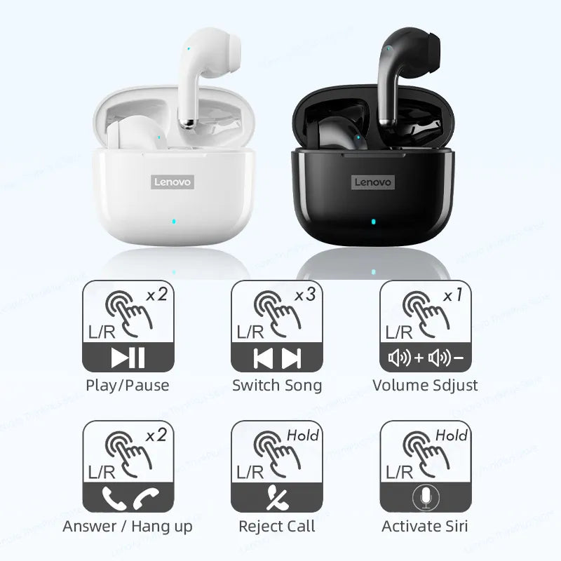 Original lenovo lp40 pro tws fones de ouvido sem fio bluetooth 5.1 esporte redução ruído controle toque 250mah 2023 novo