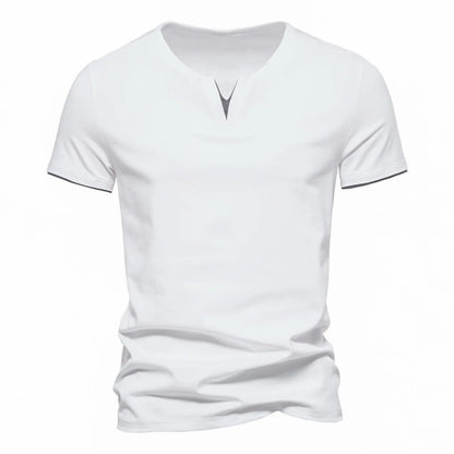 Camiseta Gola V Henley Slim Masculina